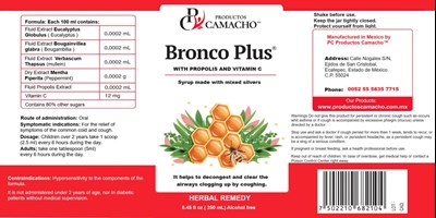 250 mL Label (Bronco Plus With Propolis)